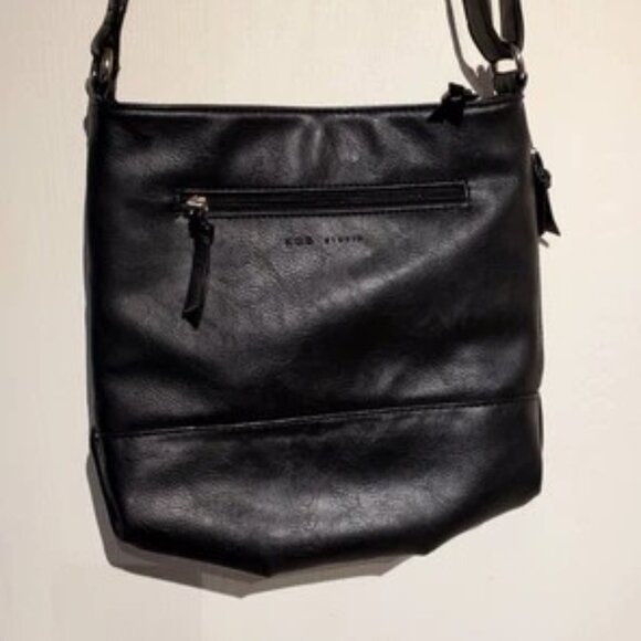 *KGB Studio* Black Leatherette Crossbody PURSE - Mint As New - Picture 2 of 7